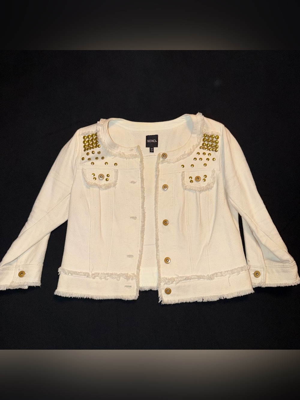 XOXO Cream Jacket with Gold Stud Accents - Picture 1 of 4